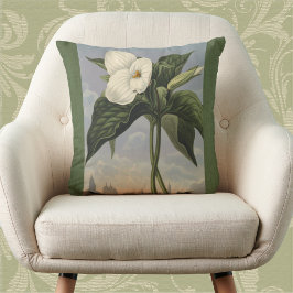 Almofada Trillium Branco Botânico Vintage Flor Silvestre