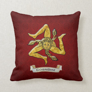 Almofada Trinacria siciliano Deco vermelho personaliza