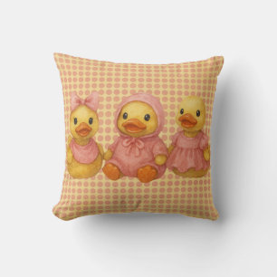 Almofada Trio Adorável De Pato Em Traços Rosa