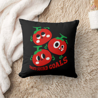 Almofada Trio Divertido Desenhado à Mão de Rostos de Tomate