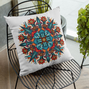 Almofada Trippy hippie psíquico, champignon-mandala