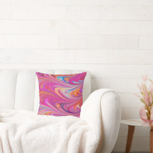 Almofada Trippy Pink e Orange Swirly Design