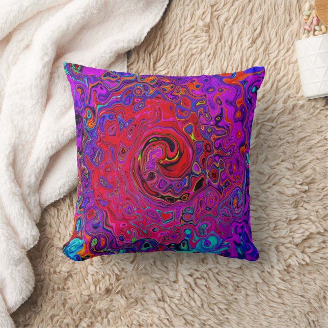 Almofada Trippy Red and Purple Abstrato Retro Liquid Swirl (Cobertor)