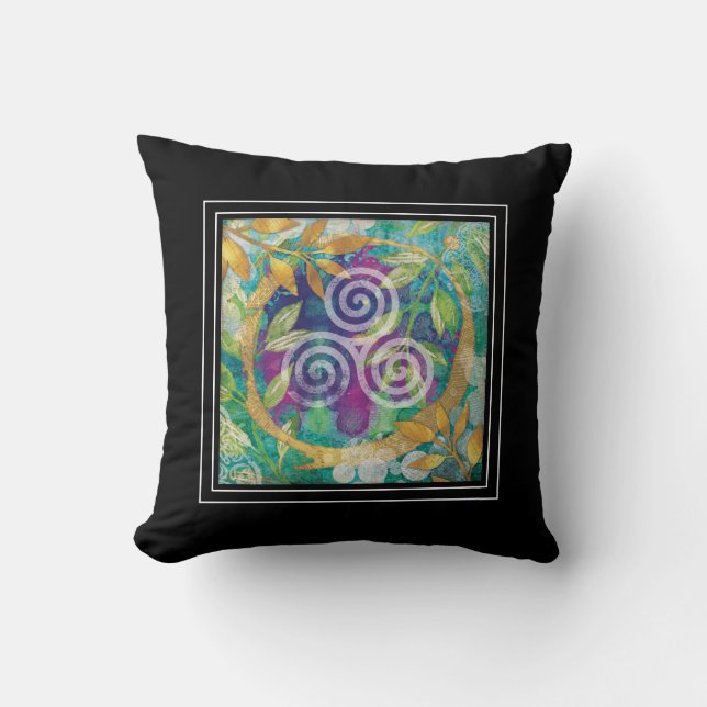 Almofada Triskele Celtic Watercolor Bohemian Yoga (Frente)