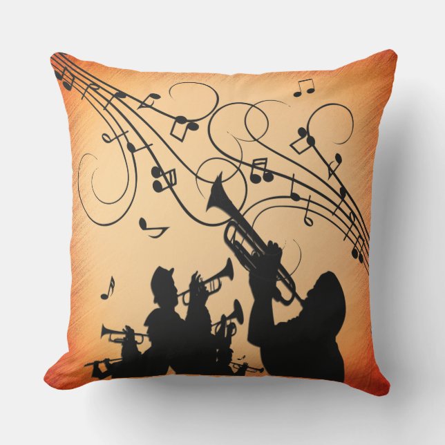 Almofada Trompet Section Jazz Music Orange Rust (Frente)