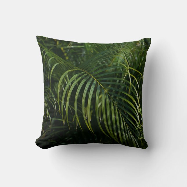 Almofada Tropical and botanical Dark Green Leaf  (Frente)