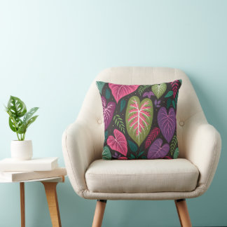 Almofada Tropical Caladium Folhas Padrão Travesseiro – Roxo