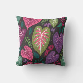 Almofada Tropical Caladium Leaves Pattern Pillow – Deep Pur