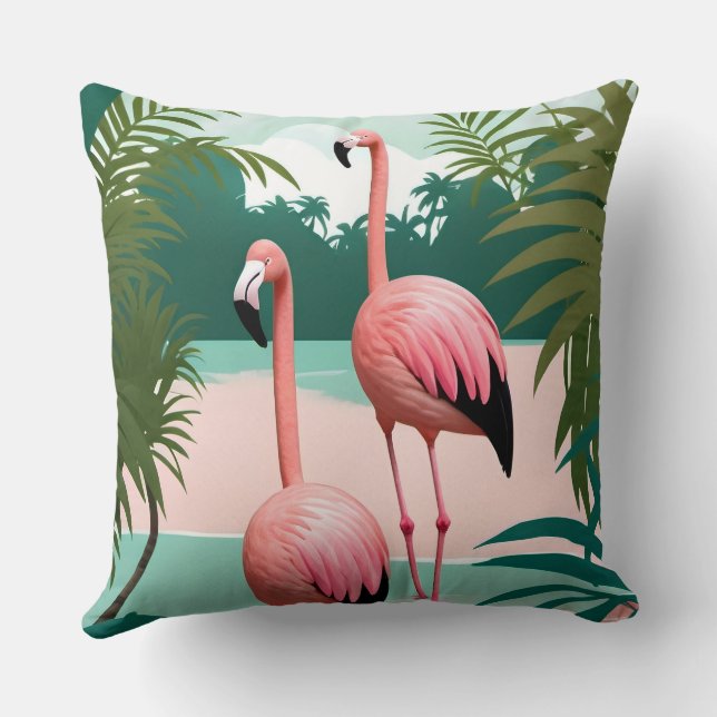 Almofada Tropical Flamingo Paradise (Verso)