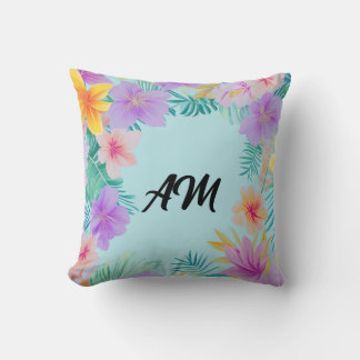 Almofada Tropical Floral Border Summer Aesthetic 