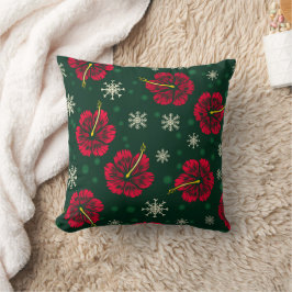 Almofada Tropical Floral Hibiscus Snowflakes Natal |