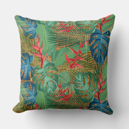 Almofada Tropical Floral no Wicker Impressão