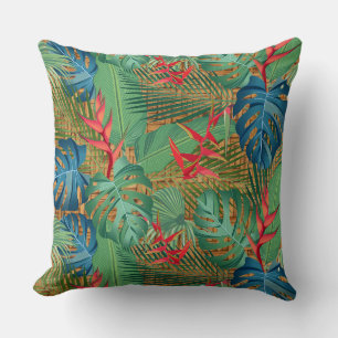 Almofada Tropical Floral no Wicker Impressão