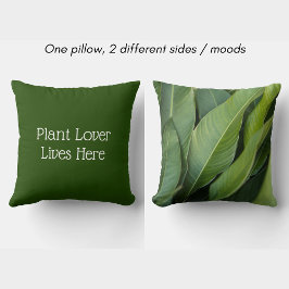 Almofada Tropical Leaf Botanical Plant Lover Lives Here