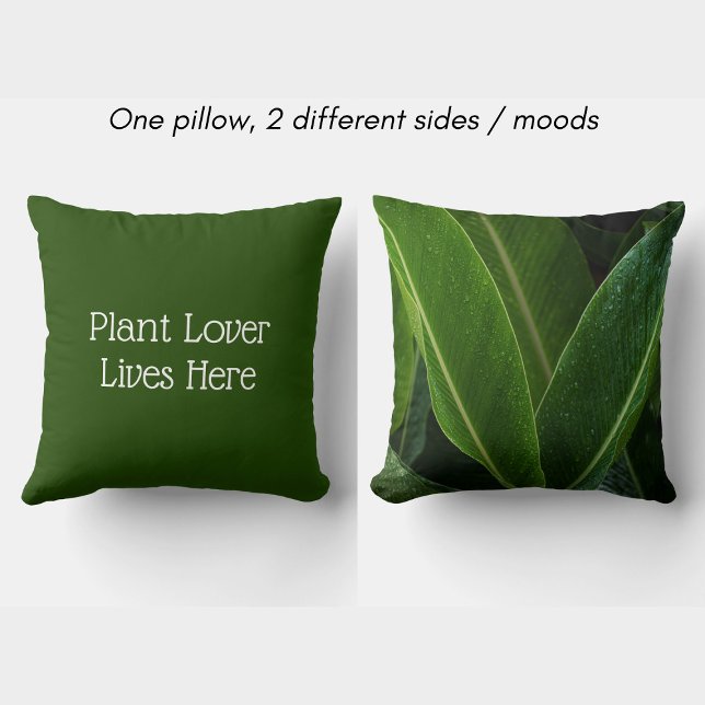 Almofada Tropical Leaf Botanical Plant Lover Lives Here (Criador carregado)