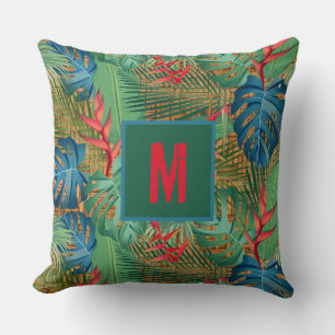 Almofada Tropical Monogramada no Wicker Impressão