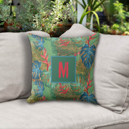 Almofada Tropical Monogramada no Wicker Impressão