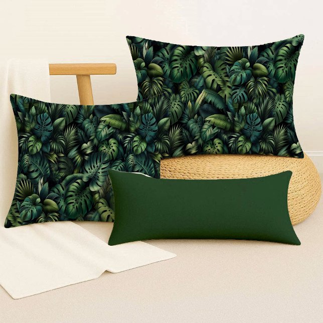 Almofada Tropical Monstera Botanical Green Jungle Throw  (Throw Pillow)