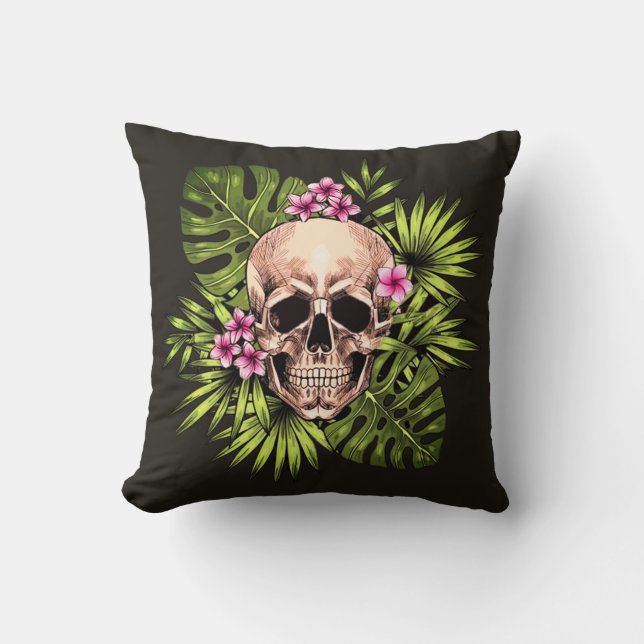 Almofada Tropical Skeleton Throw Pillow (Frente)