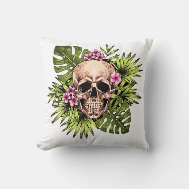 Almofada Tropical Skeleton Throw Pillow (Frente)