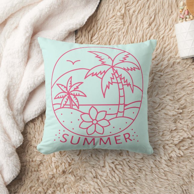 Almofada Tropical Summer Line-Art (Cobertor)