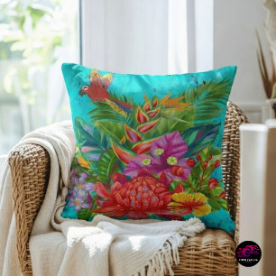 Almofada TropiColor Fusion Macaw & Floral Serenade