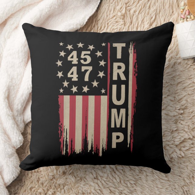Almofada Trump 45 47 Vintage Retro America Flag (Cobertor)