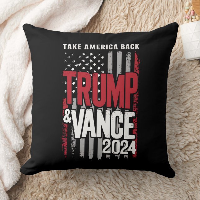 Almofada Trump Vance 2024 Bandeira dos EUA Devolva a Améric (Cobertor)