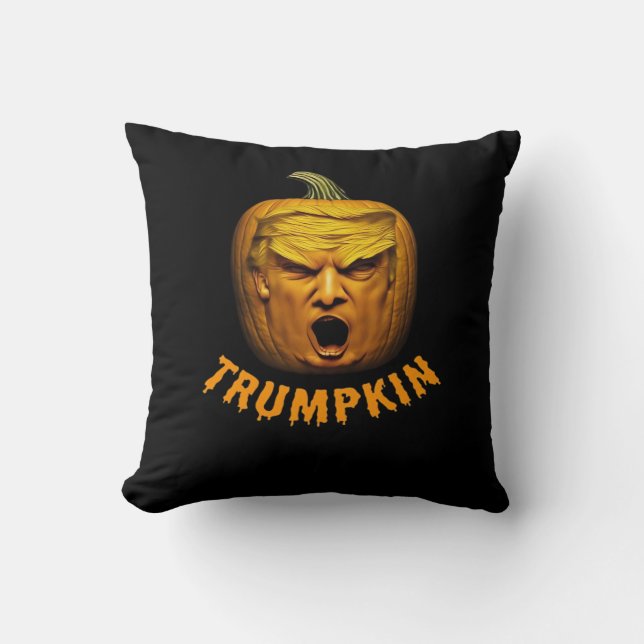 Almofada Trumpkin - Engraçado Donald Pumpkin Halloween Clás (Frente)