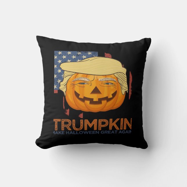 Almofada Trumpkin Halloween Engraçado Design (Frente)