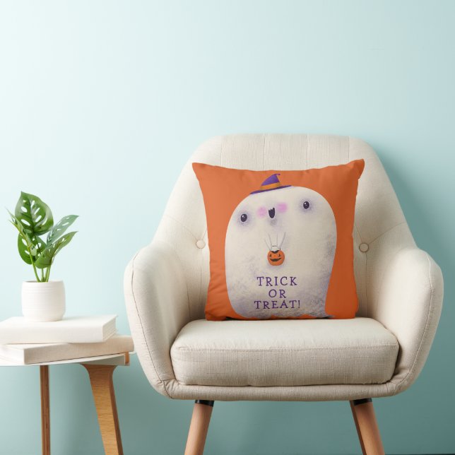 Almofada Truque de Decoração Halloween ou Tratar Fantasma B (Cadeira)