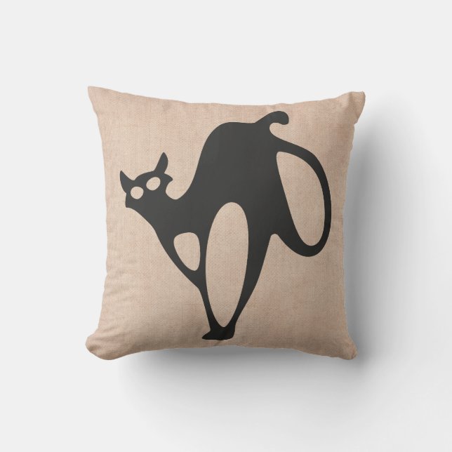 Almofada Truque de Halloween ou trato o Burcolo de Gato Ass (Frente)
