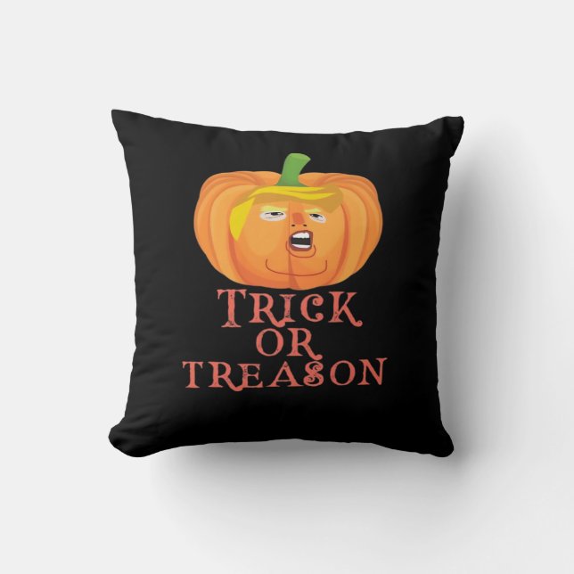 Almofada Truque Ou Traição Halloween Impeach Trumpkin Desig (Frente)