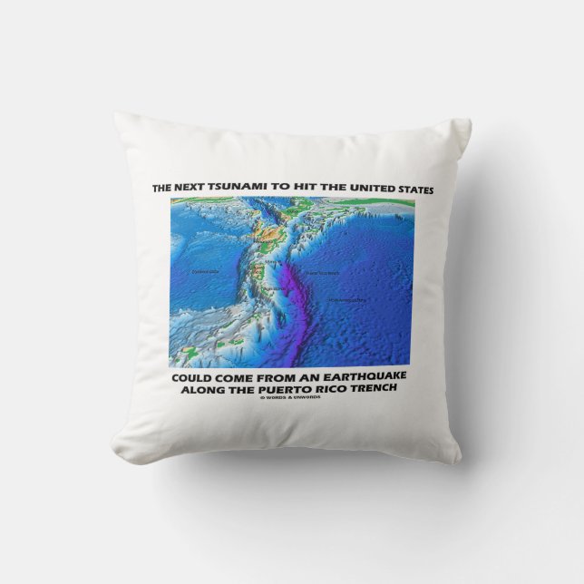Almofada Tsunami Porto Rico Trench (Plate Tectonics Earth) (Frente)