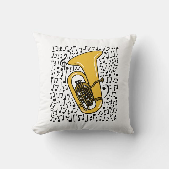 Almofada Tuba Musical Notes Tubaist Brass Músico (Frente)