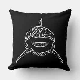 Almofada Tubarão-branco-Excelente-tribal preto e branco