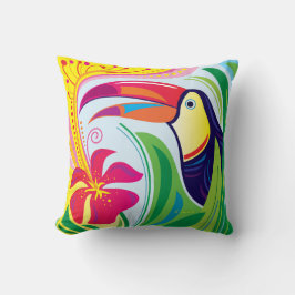 Almofada Tucano com Flor Tropical