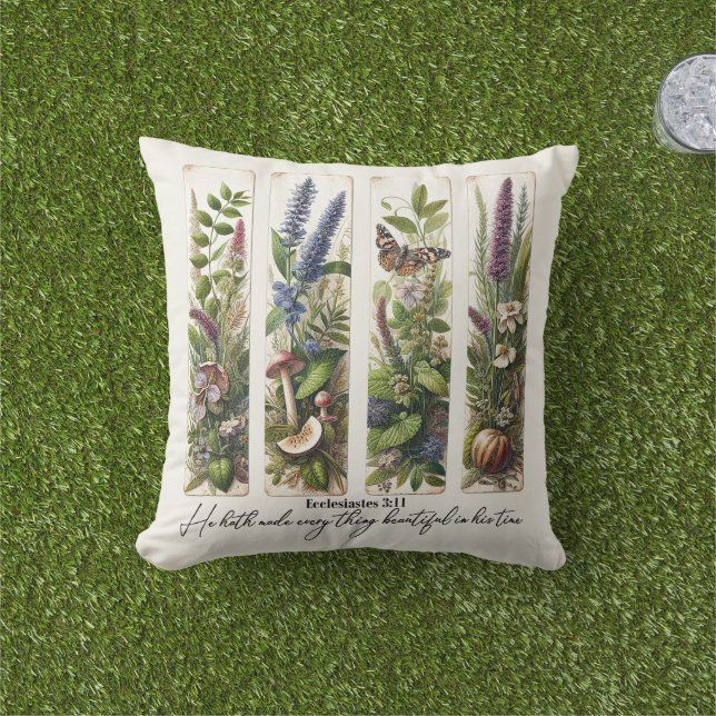 Almofada Tudo bonito em seu tempo botânico (Grama)