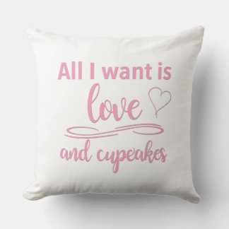 Almofada Tudo o que eu quero é amor e cupcakes