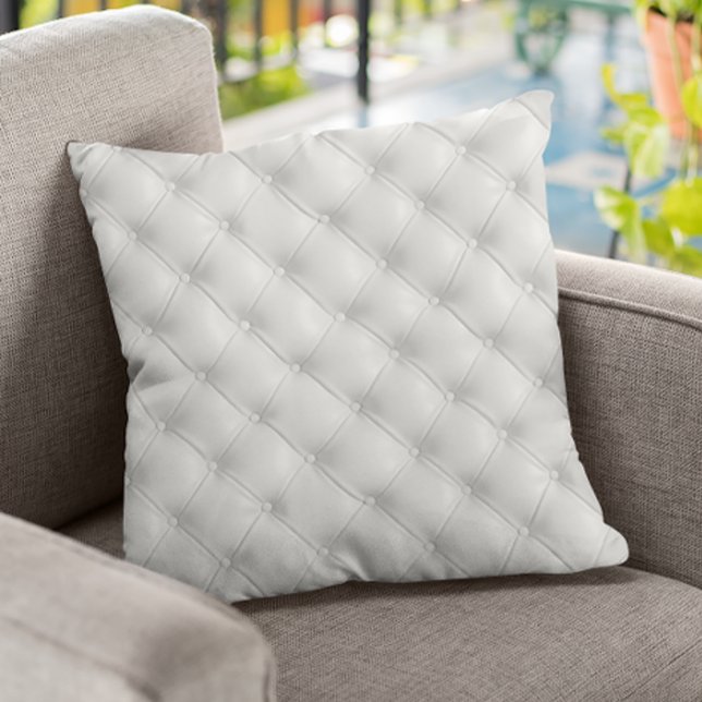 Almofada Tufted White Faux Leather Pattern (Criador carregado)