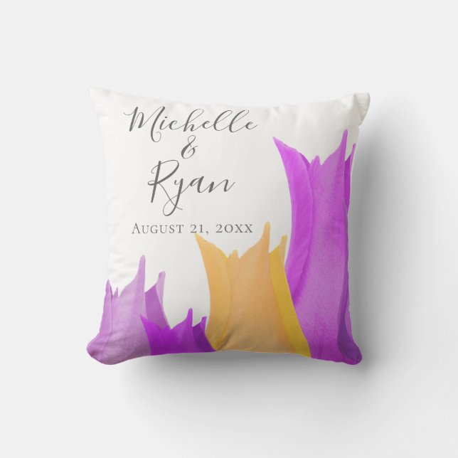 Almofada Tulipa Amarela Cor-de-rosa Casamento Floral (Frente)