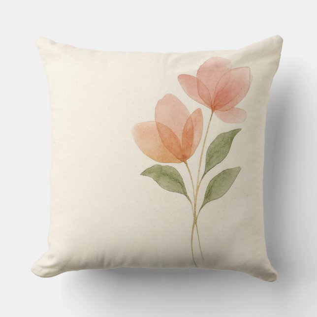 Almofada Tulipa em Aquarela no Dia das Mães  (Frente)