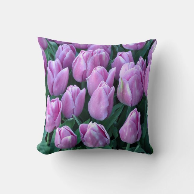 Almofada Tulipas de primavera púrpura (Frente)