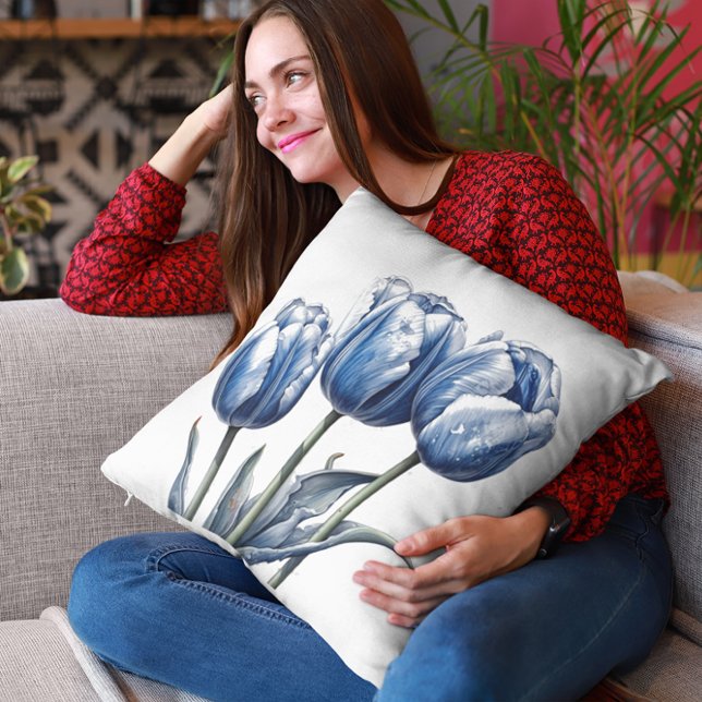 Almofada Tulipas em Azul de Delft  (Criador carregado)