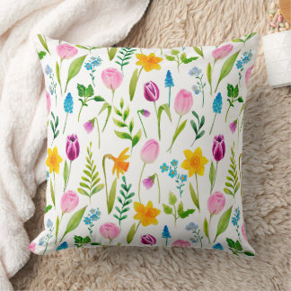 Almofada Tulipas Flor Padrão Sem Costura