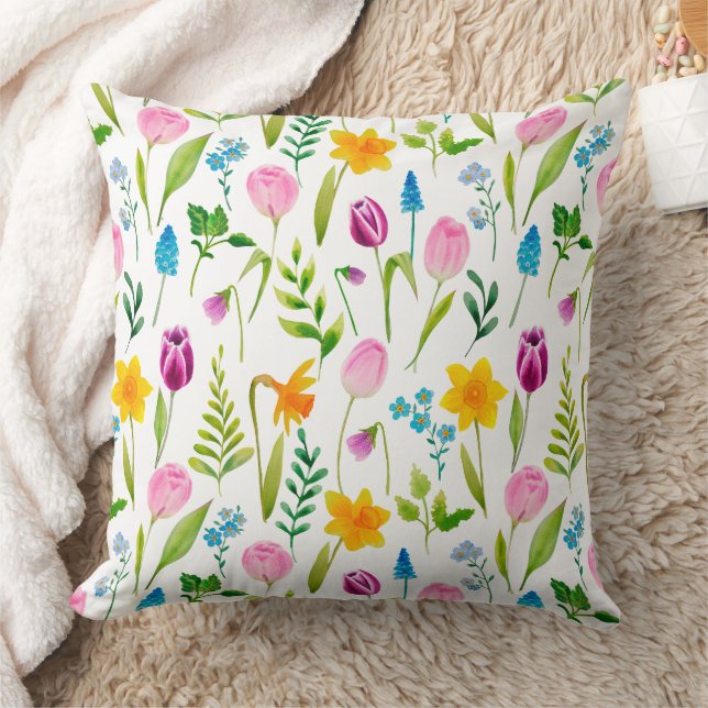 Almofada Tulipas Flor Padrão Sem Costura (Cobertor)