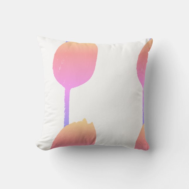 Almofada Tulipas Florais Rosa Flores Flores Abstrato Artsy  (Frente)