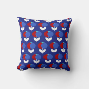 Almofada Tulipas Geométricas Vermelho e Azul