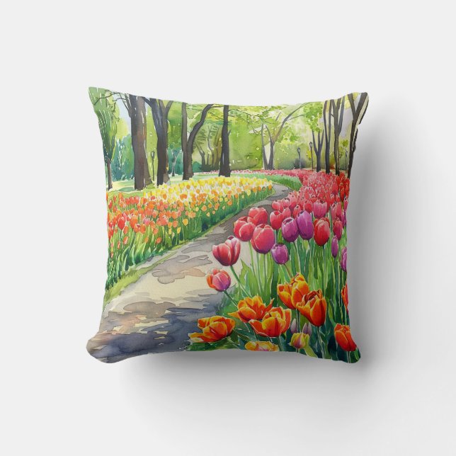 Almofada Tulipas no Parque (Frente)