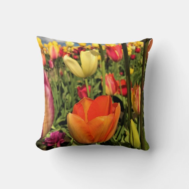 Almofada Tulipas Primavera coloridas (Frente)